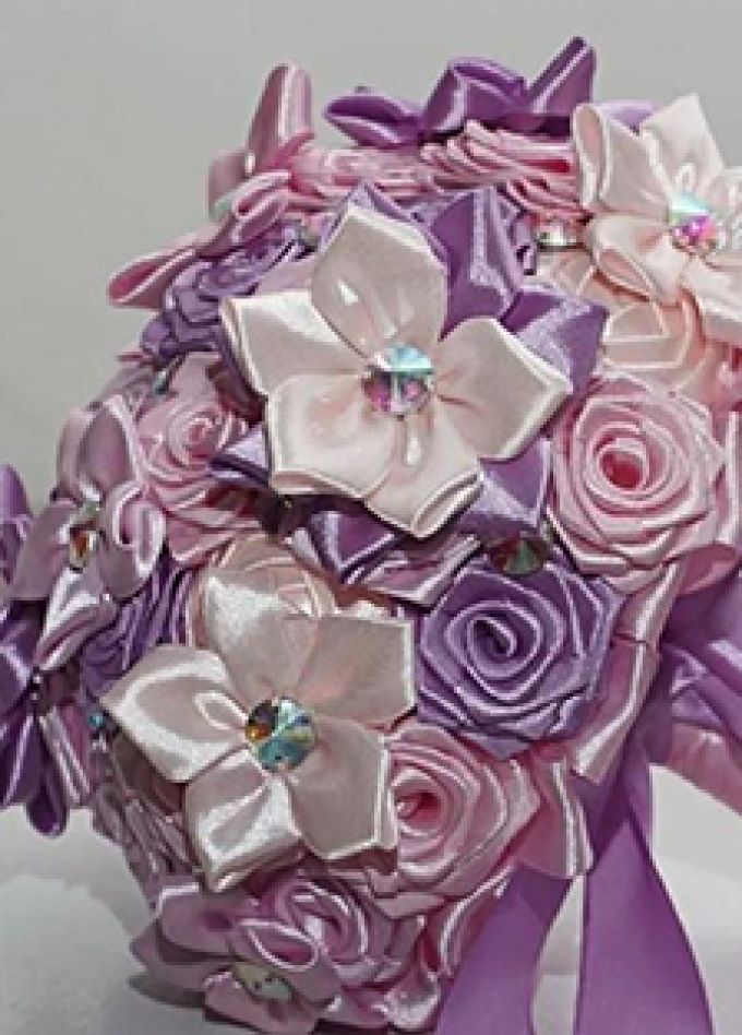 Букет роз ветерану из атласных лент. Мастер-класс